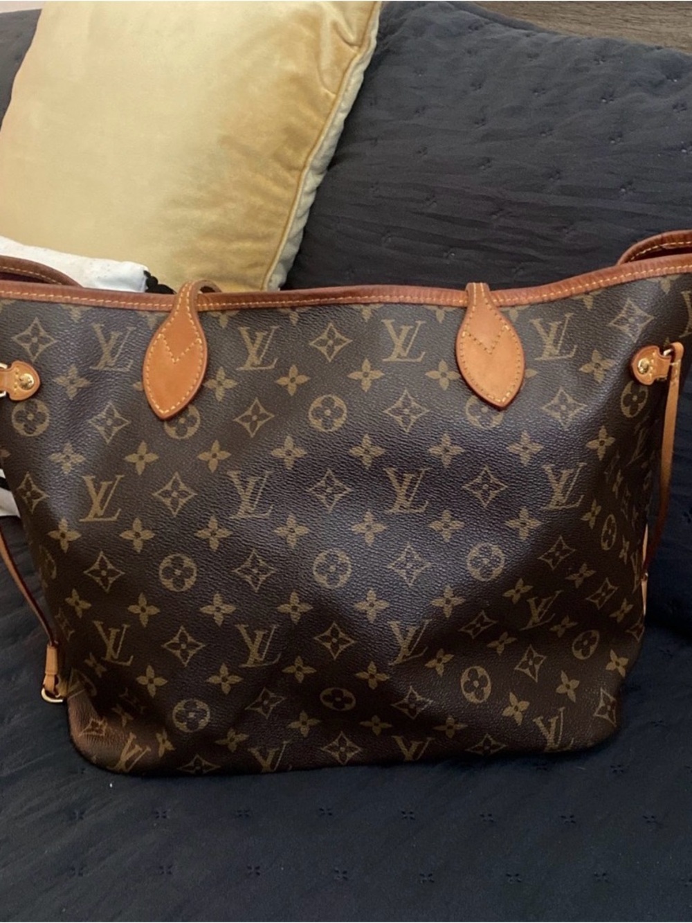 Louis Vuitton Monogram Canvas Tote in Brown with Tan Trim